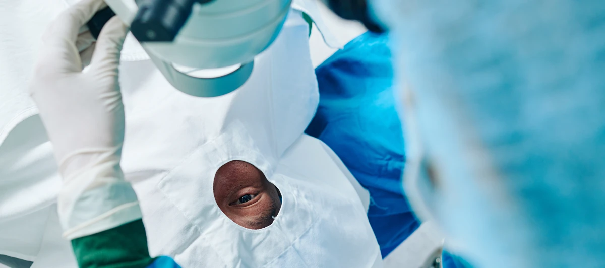 Patient undergoing standard eye surgery